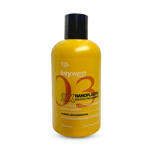 Keywest Professionals 2X Nanoplastia Sulfate-Free Shampoo with Biotin + Keratin Nanopeptide | Kera Plex Frizz & Breakage Management | For Treated Hair | 250ml