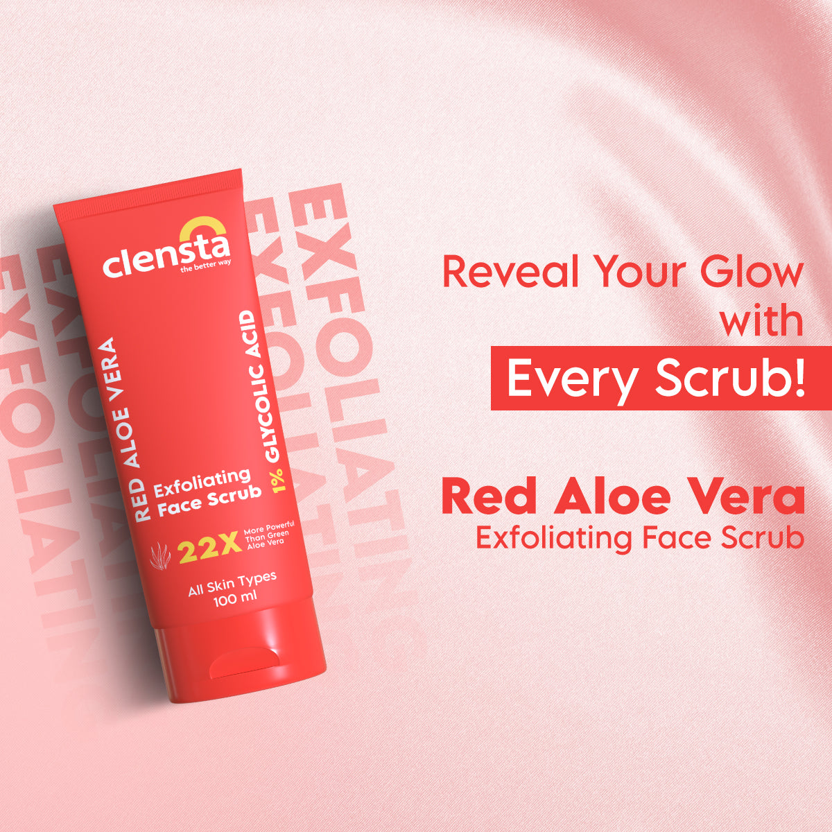 Clensta Red Aloe Vera Exfoliating Face Scrub  (100 Gm)