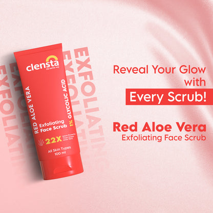 Clensta Red Aloe Vera Exfoliating Face Scrub  (100 Gm)