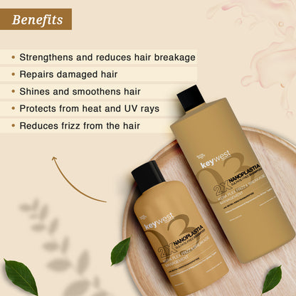 Keywest Professionals 2X Nanoplastia Sulfate-Free Shampoo with Biotin + Keratin Nanopeptide | Kera Plex Frizz & Breakage Management | For Treated Hair | 250ml