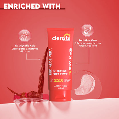 Clensta Red Aloe Vera Exfoliating Face Scrub  (100 Gm)