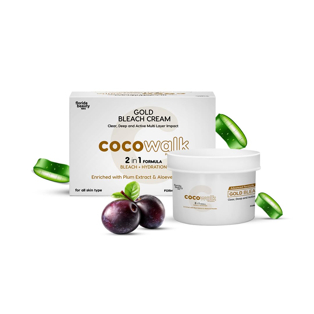 Cocowalk Professional GOLD Bleach cream for unisex  | Suitable for All Skin Types | 2 in 1 Bleach and Hydration with Plum Extract & Aloe Vera