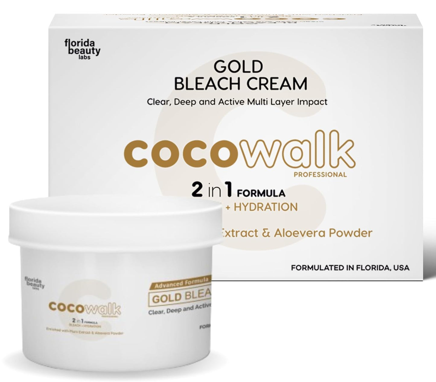 Cocowalk Professional GOLD Bleach cream for unisex  | Suitable for All Skin Types | 2 in 1 Bleach and Hydration with Plum Extract & Aloe Vera