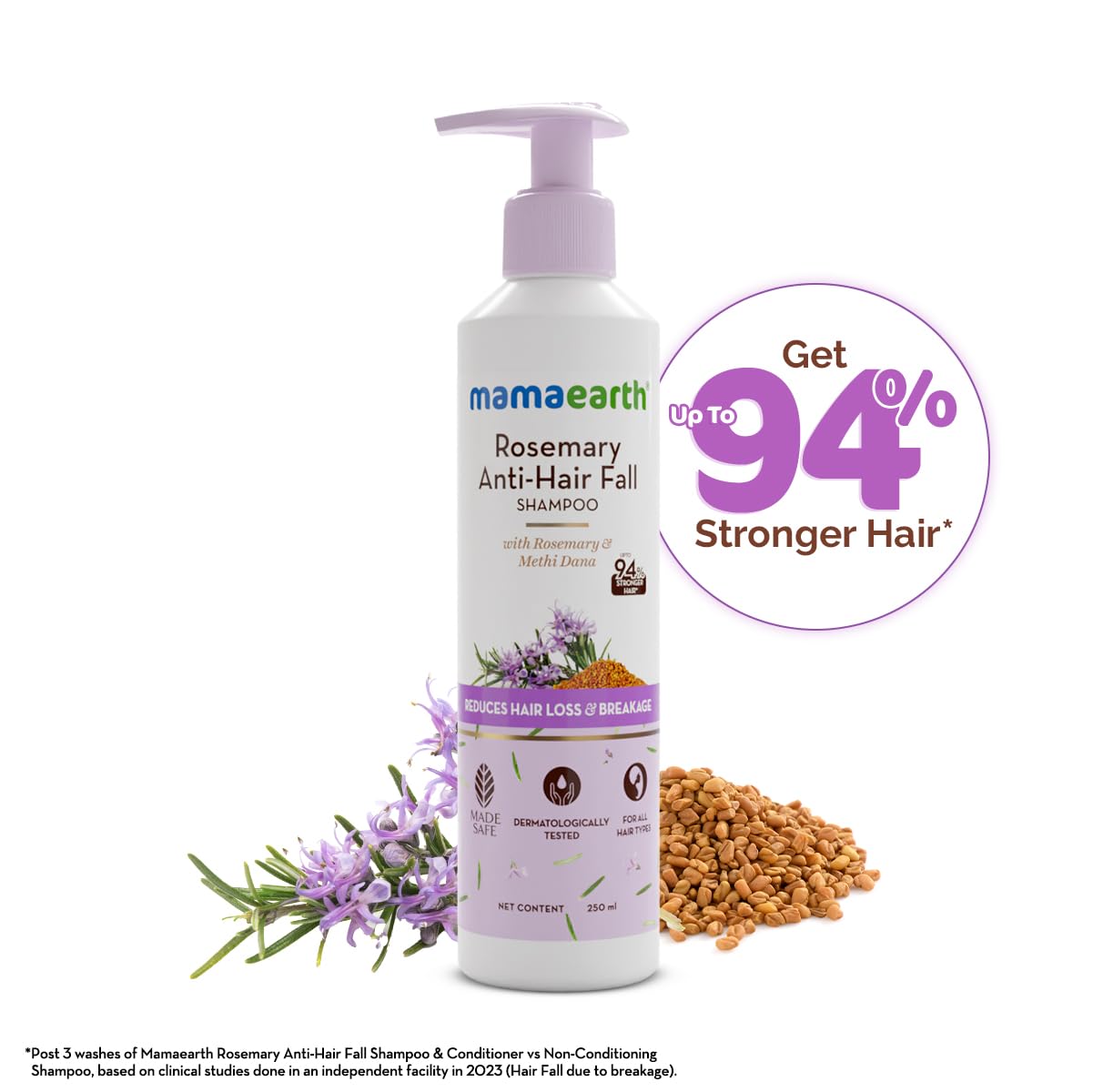 Mamaearth Rosemary Anti-Hair Fall Shampoo With Rosemary & Methi Dana + Clensta Rosemary Hair Fall Control Shampoo - 250 Ml ( COMBO )