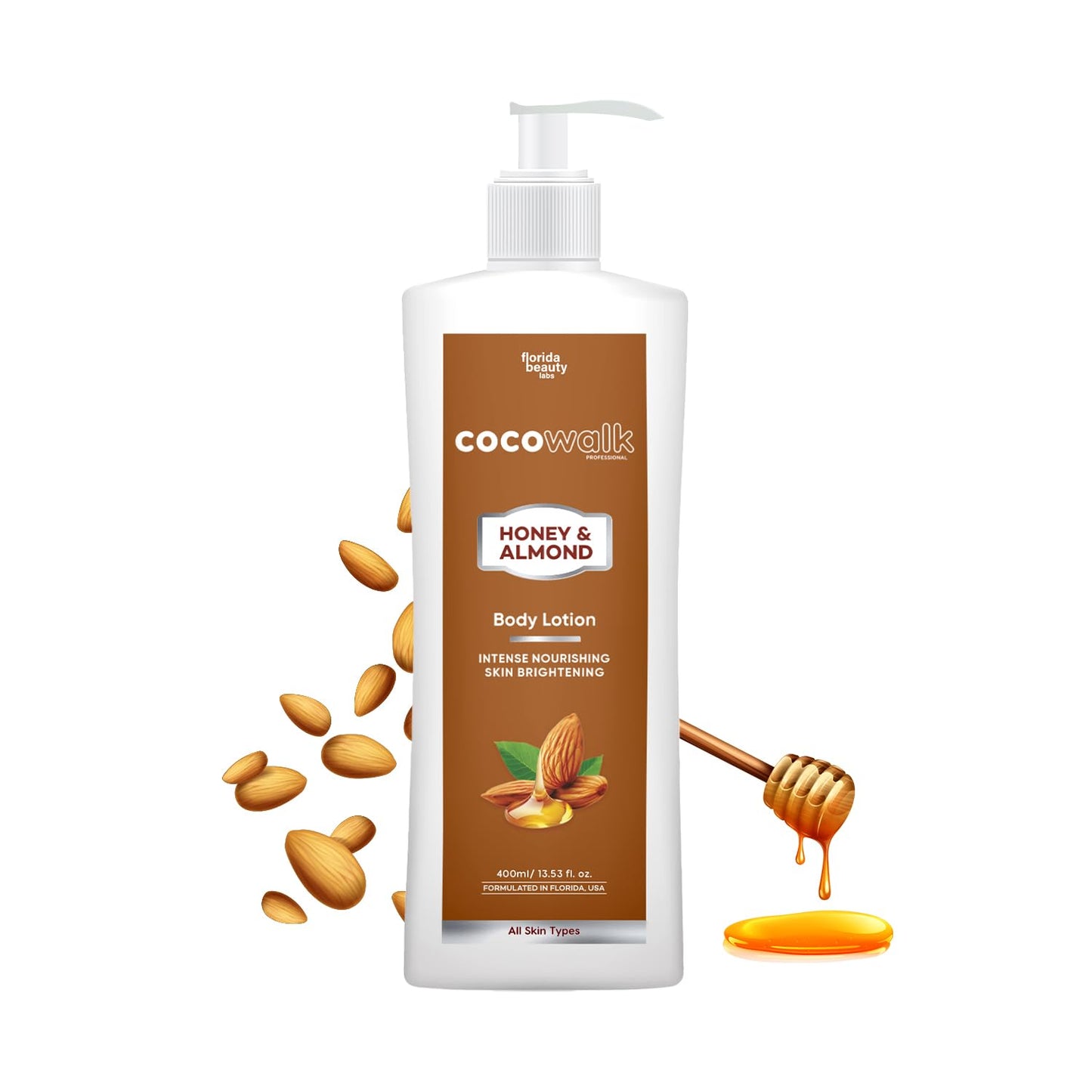 Cocowalk Professional Body Lotion with Honey and Almond | Intense Nourishing & Skin Brightening | 400ml