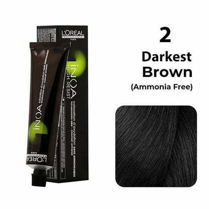 L'Oreal INOA 2 Color Tube 60g + Keywest Golden Dust Developer 20 Vol 1000ml Combo.