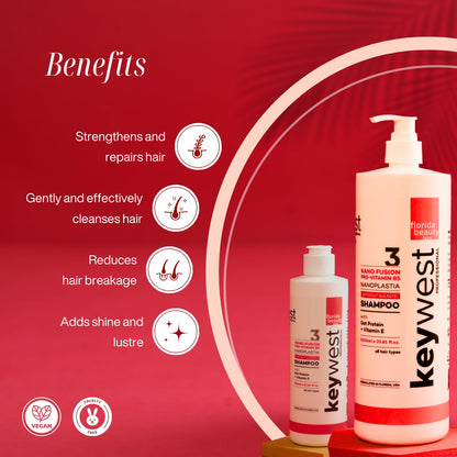 Keywest Professional Nanoplastia Sulfate Free Shampoo - 250ml | Suitable for All Hair Types | Enriched with Oat Protein + Vitamin E