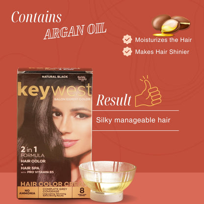 Keywest Crème Hair Colour Box 130ml (Ammonia Free) | Hair Color Cream | 2 in 1 Formula Hair Color + Hair SPA with Pro Vitamin B5