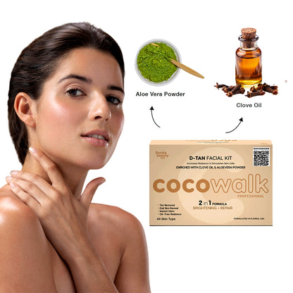 Cocowalk Professional D-Tan Facial | 2-in-1 Formulation | Brightening & Repair | Clove Oil & Aloe Vera Powder