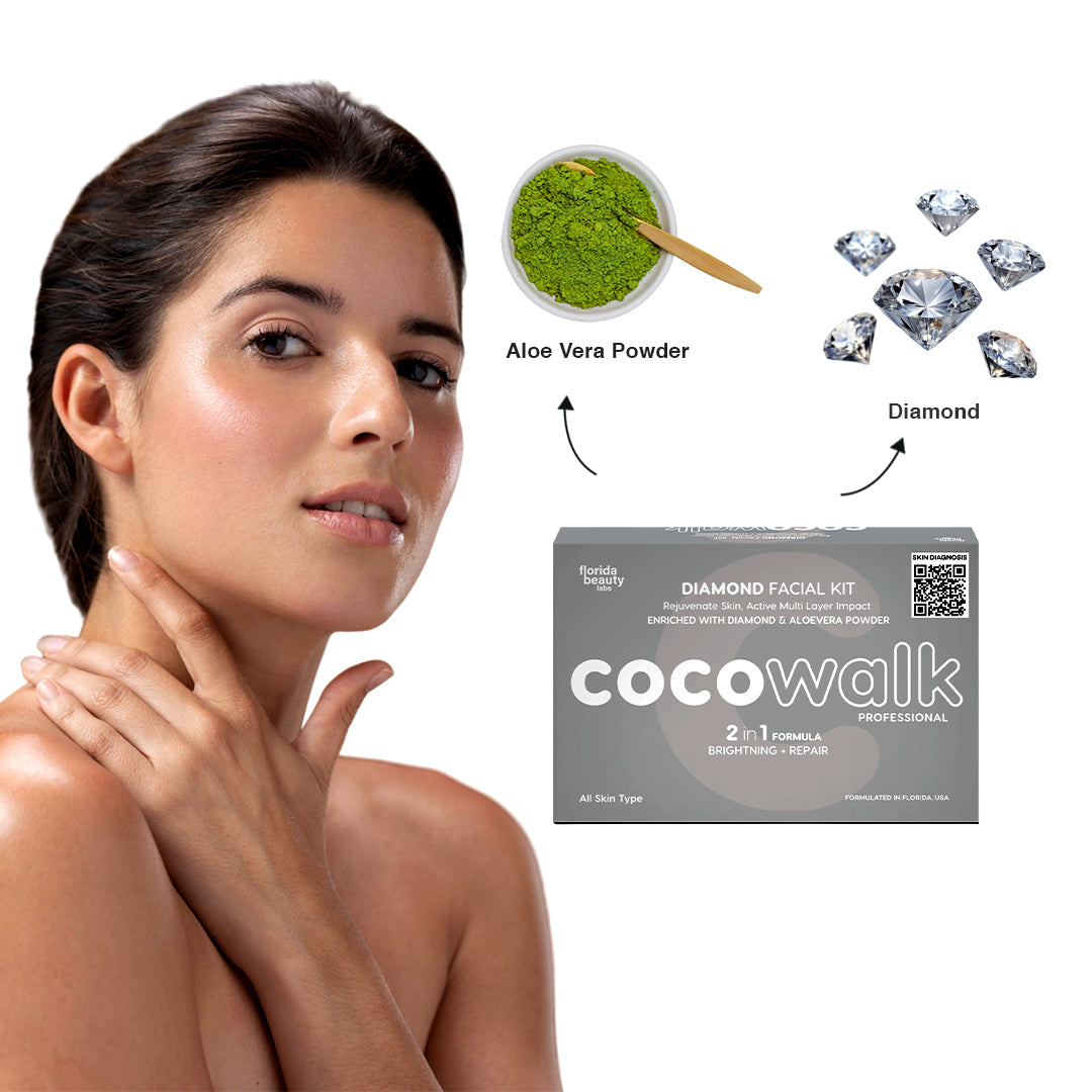 Cocowalk Professional Diamond Facial | 2-in-1 Formulation | Brightening & Repair | Diamond & Aloe Vera Powder