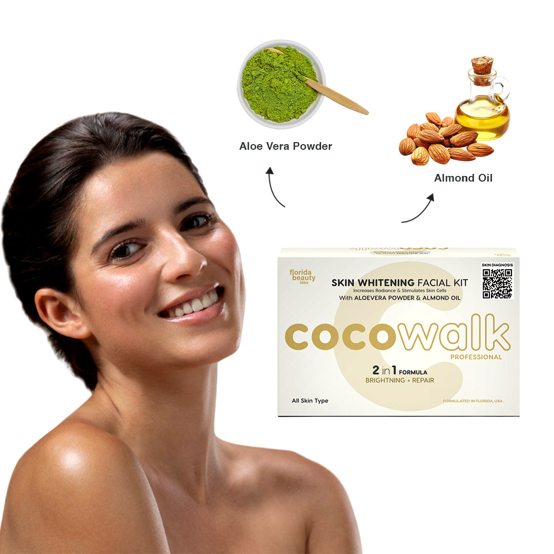 Cocowalk Professional Skin Whitening Facial | 2-in-1 Formulation | Brightening & Repair | Aloe Vera Powder & Almond Oil