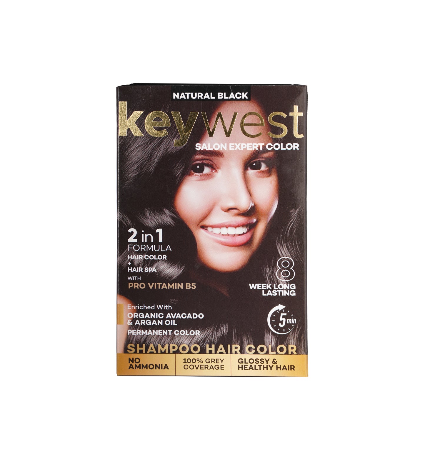 Keywest Salon Expert Shampoo Hair Color | Grey Coverage | No Ammonia | Pro Vitamin B5, Oragnic Avocado & Argan Oil 