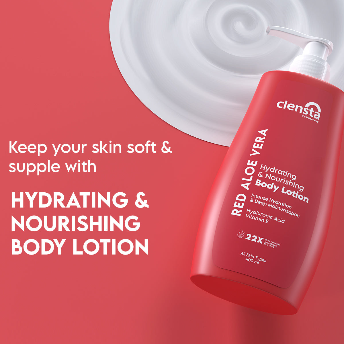 Clensta Red Aloe Vera Hydrating & Nourishing Body Lotion (400 Ml)