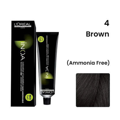 L'Oreal INOA 4 Color Tube 60g + Keywest Golden Dust Developer 20 Vol 1000ml Combo.