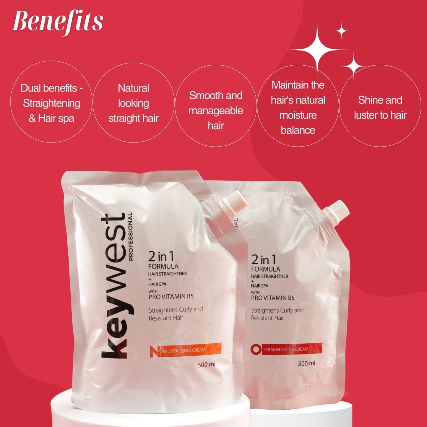 Keywest Professional Hair Straightening & Neutralizing Cream - 500ml Each