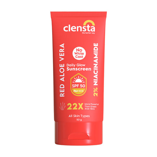 Clensta Red Aloe Vera Daily Glow Sunscreen Spf 50 (50 Gm)