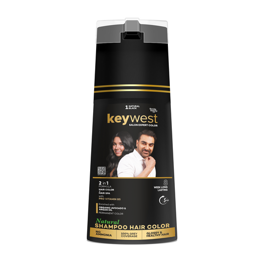 Keywest Salon Expert Shampoo Hair Color Bottle | Grey Coverage | No Ammonia | Pro Vitamin B5, Organic Avocado & Argan Oil | 400ml