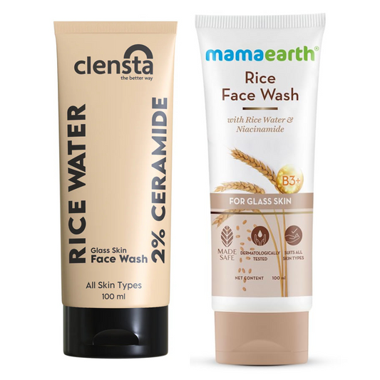 Mamaearth Rice Face Wash With Rice Water & Niacinamide for Glass Skin 100 ml + Clensta Rice Water Face Wash (100 Ml) | COMBO |