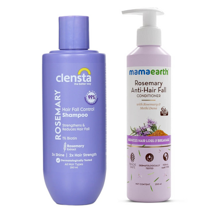 Mamaearth Rosemary Anti Hair Fall Conditioner 250 ML + Clensta Rosemary Hair Fall Control Shampoo (250 Ml) | COMBO |